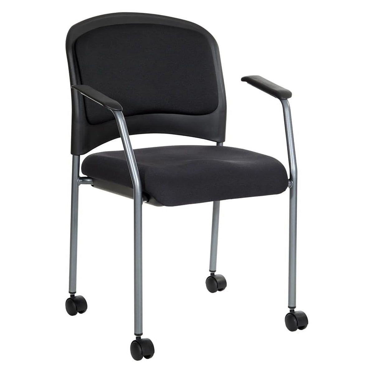 Black Fabric Rolling Visitors Chair with Casters E591