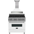 36 Dual Fuel Range with White Matte Door & Range Hood Appliance Package I140889