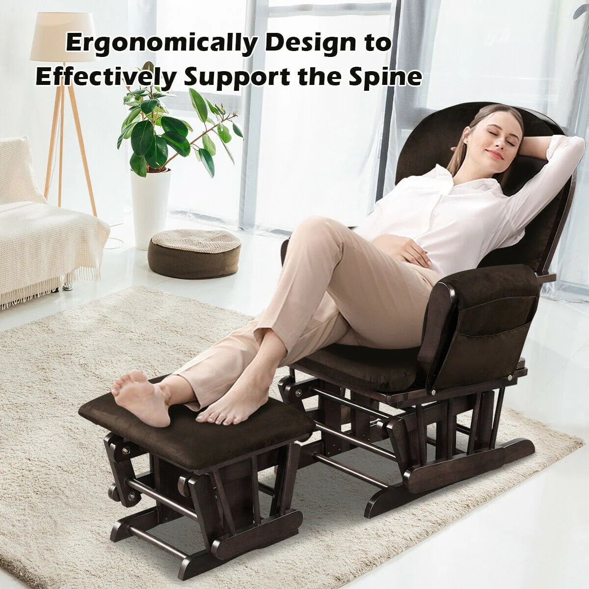 Beige Glider and Ottoman Cushion Set N42290