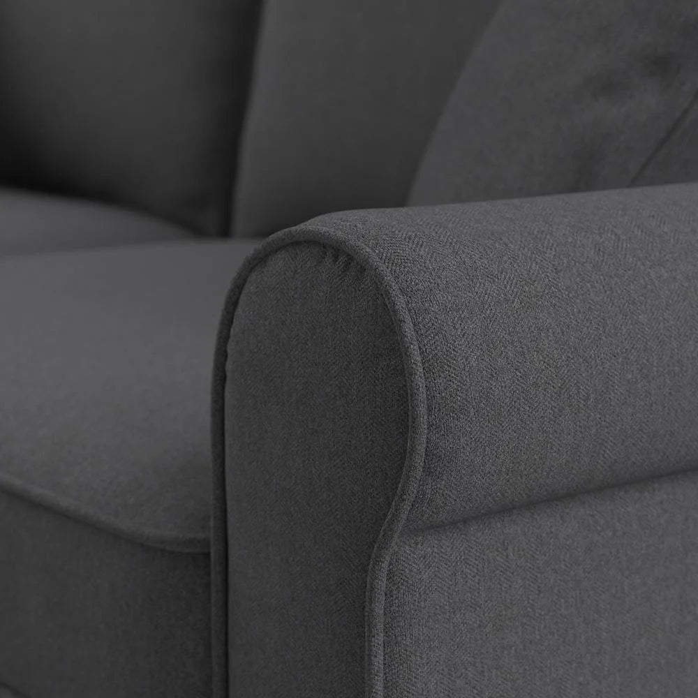 Charcoal Gray Herringbone U Shaped Couch with Chaise X6552