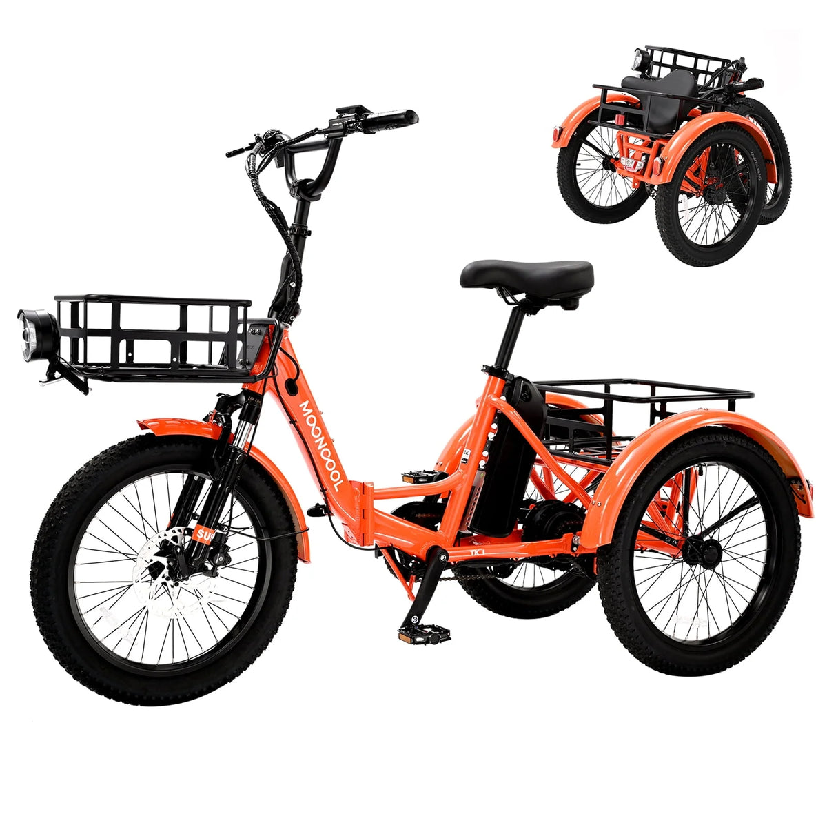 350W 7 Speed 3 Wheel Electric Tricycle with Rear Basket O810