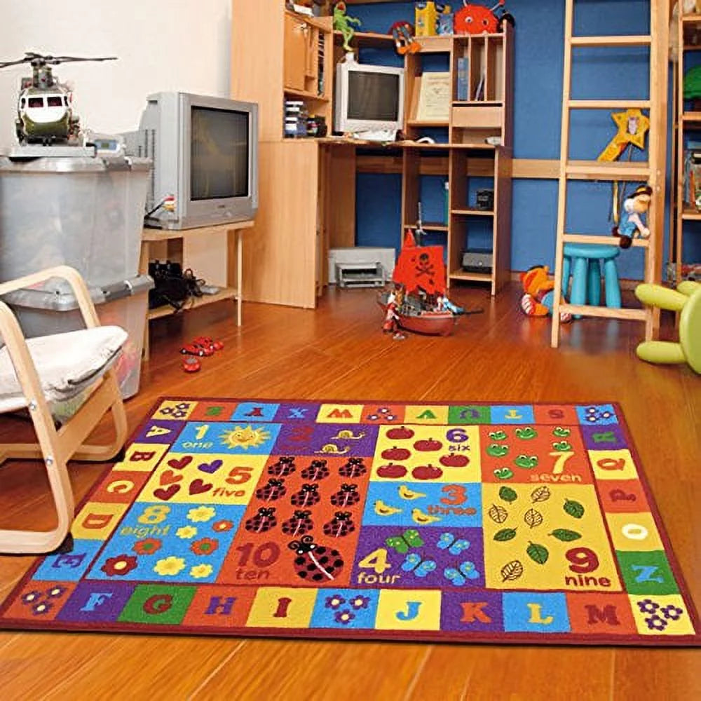 Multicolor ABC Numbers Area Rug I70001