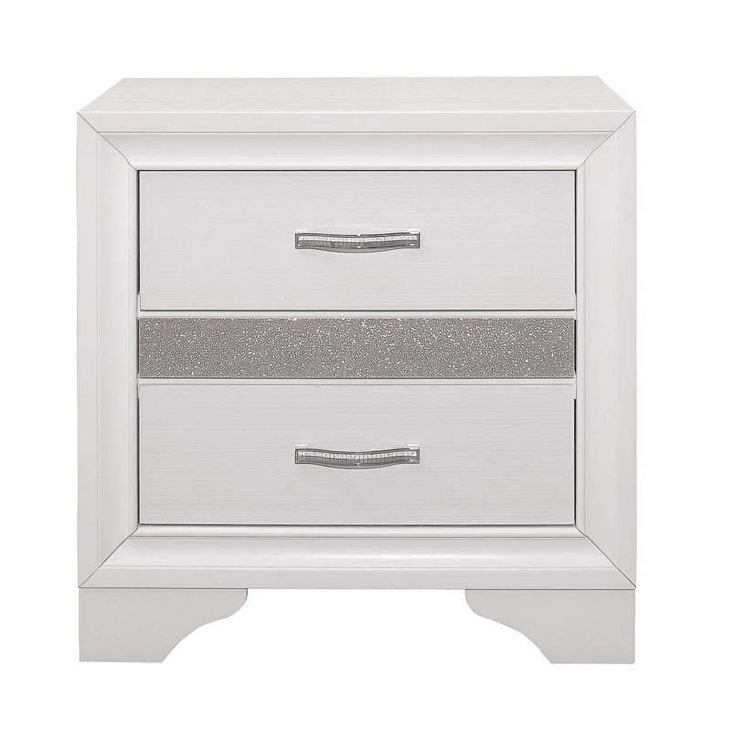 White 3 Drawer Wood Nightstand I85215