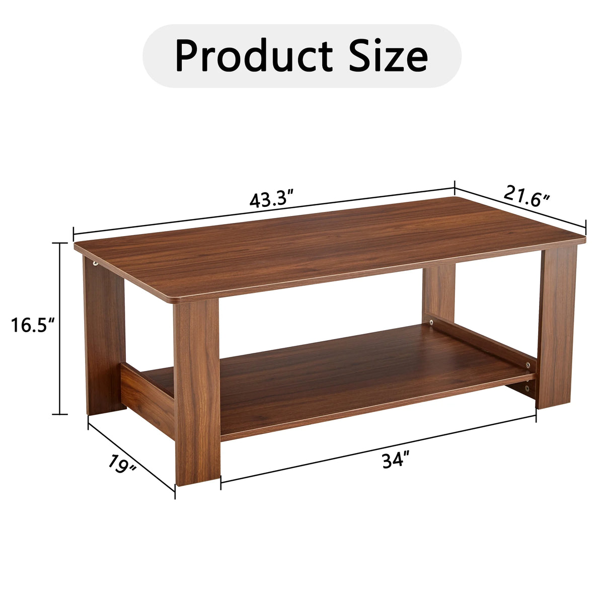 2-Tier Wood Coffee Table with Storage Z176059