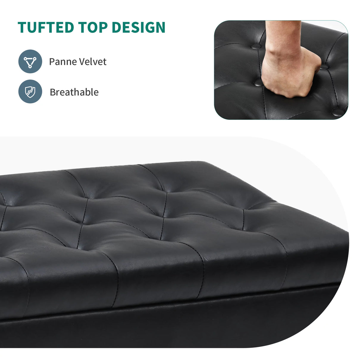 Faux Leather Storage Ottoman Bench G128