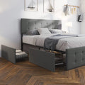 Upholstered Platform Bed Frame with Headboard and 4 Drawers L758