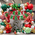 Christmas Balloon Garland Arch Kit with Banner and Red White Green Balloons O167