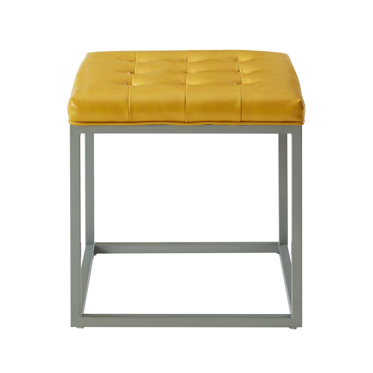 PU Leather Tufted Cube Ottoman with Metal Frame M3547