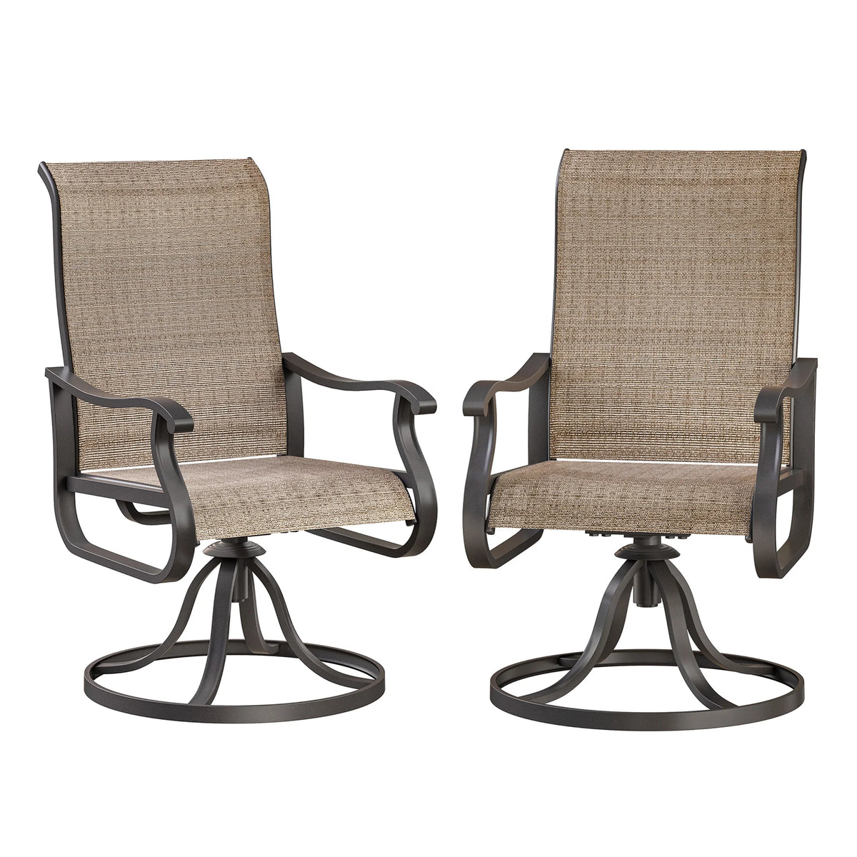 Khaki Swivel Outdoor Chairs Set of 2 Textilene J545