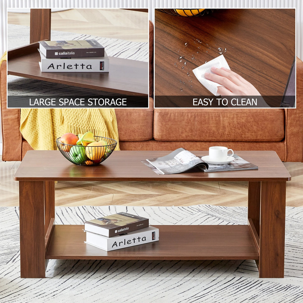 2-Tier Wood Coffee Table with Storage Z176059