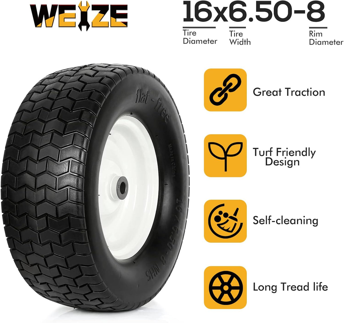16x6.50-8 Lawn Tires with Rim, Set of 2 P5064