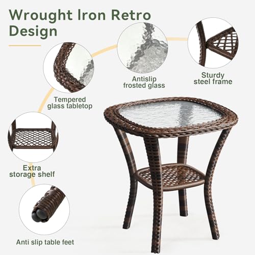3 Pieces Wicker Patio Furniture Set with Swivel Rocker Chairs and Table G788