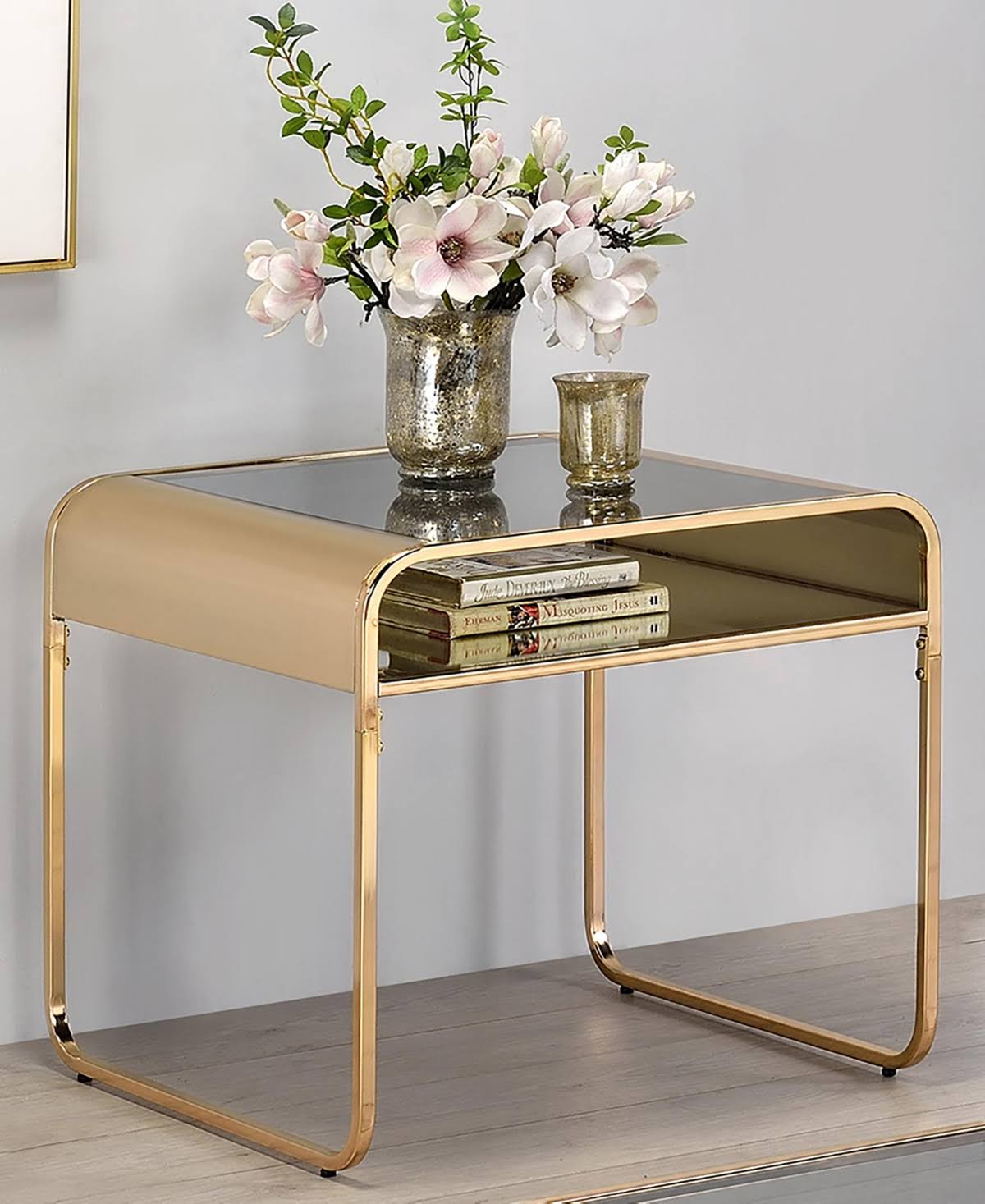 Gold Glass End Table O3515