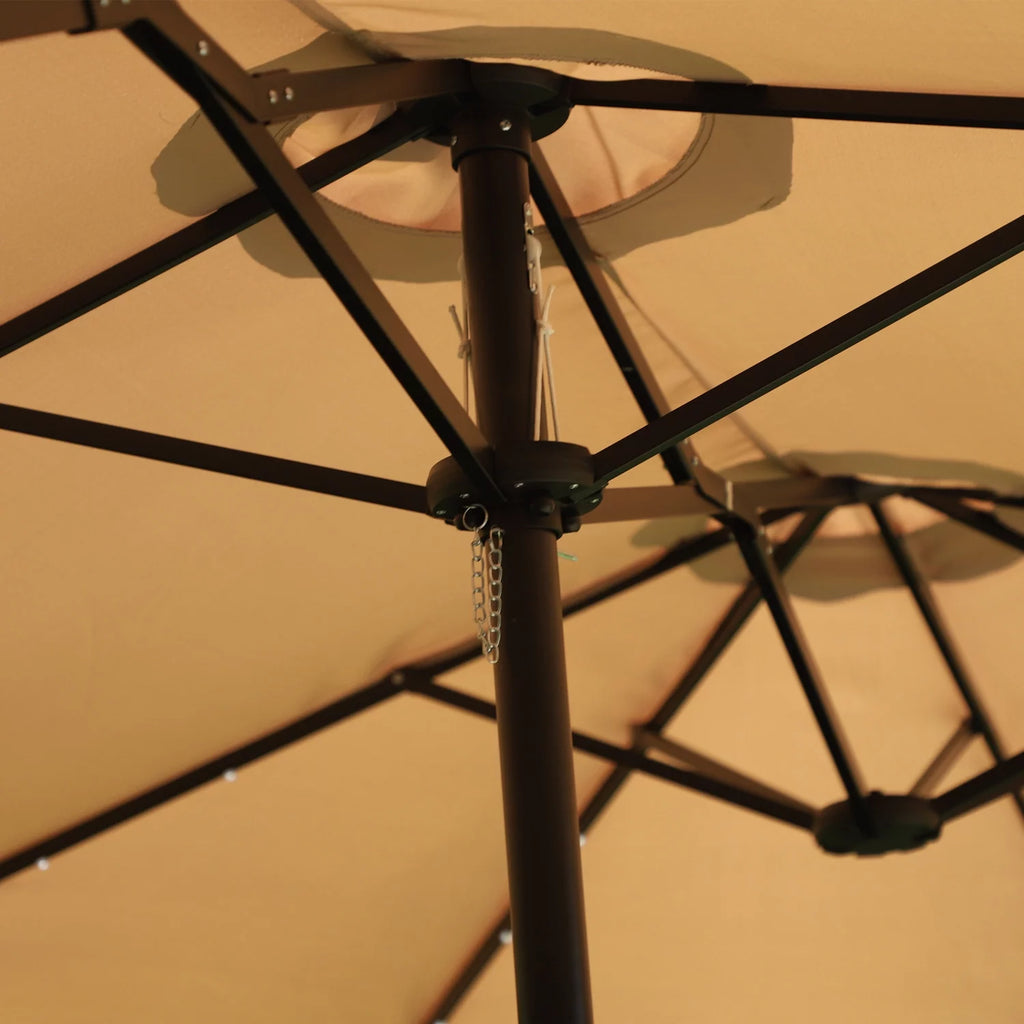 15ft Double-Sided Solar Patio Umbrella with Base T795813