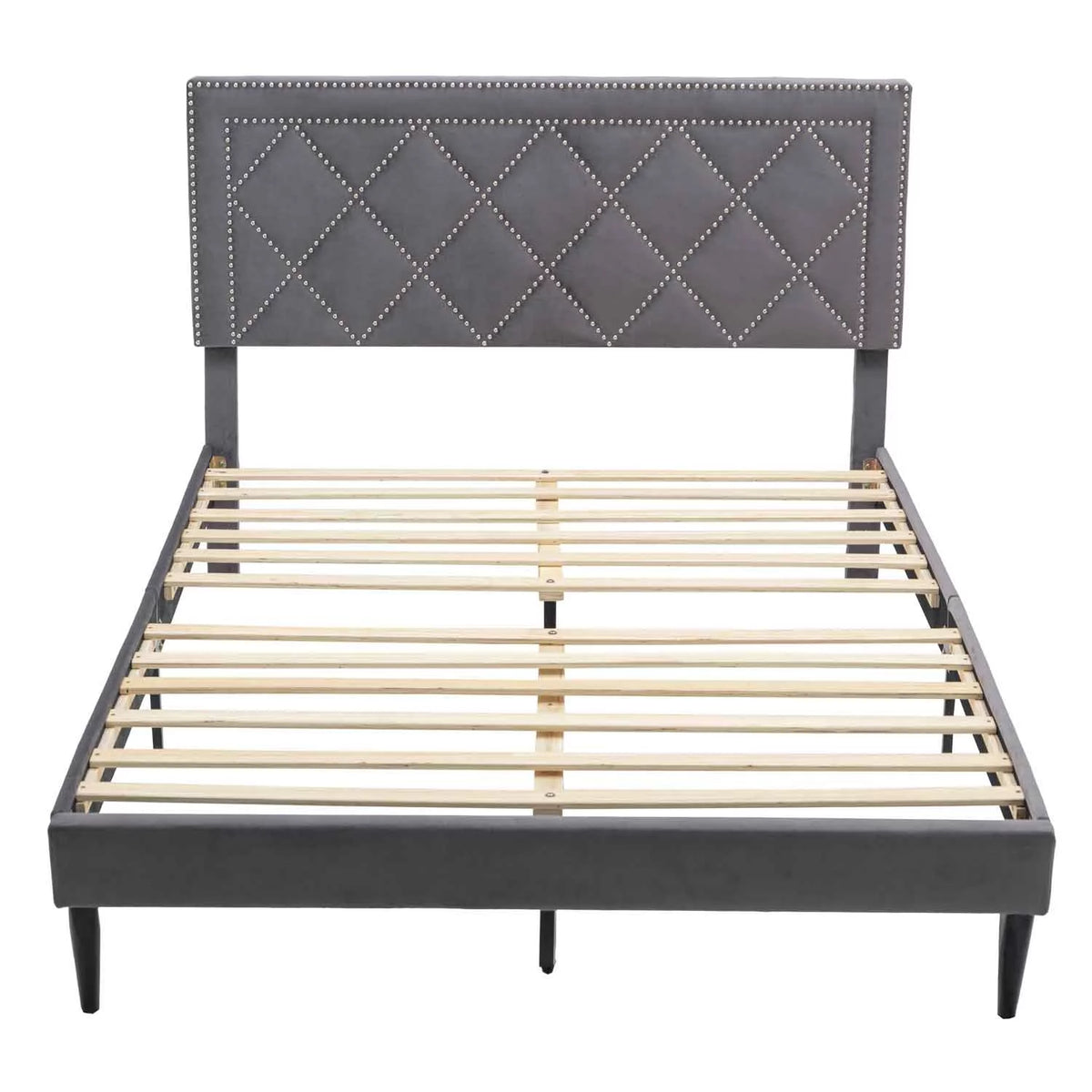 Queen Size Platform Bed with Wooden Frame M437