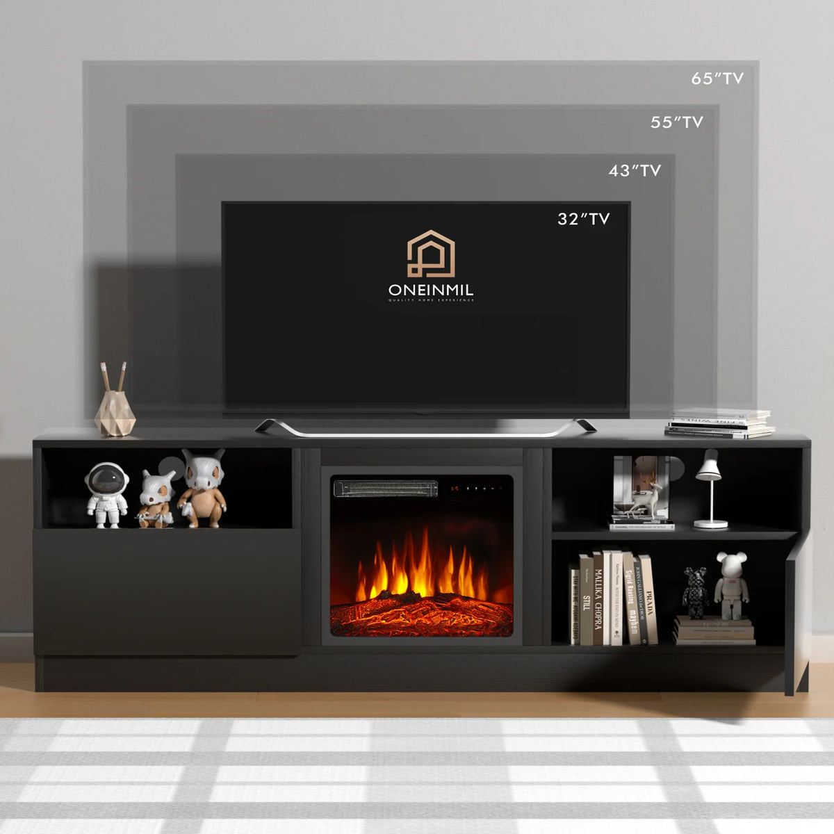 65 Fireplace TV Stand with Electric Fireplace J477094