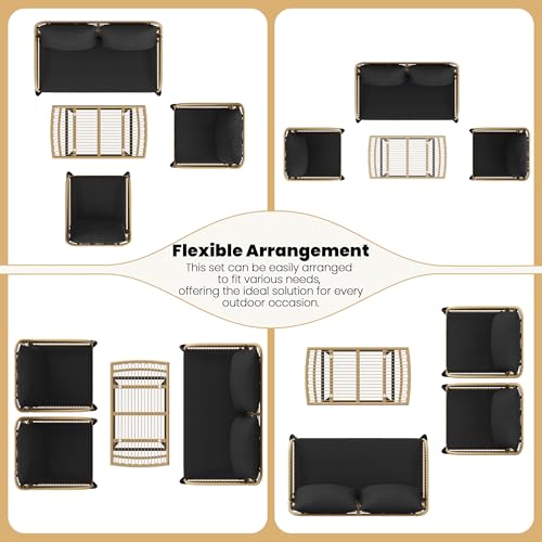 4 Piece Wicker Patio Furniture Set with Cushion and Pillow U762