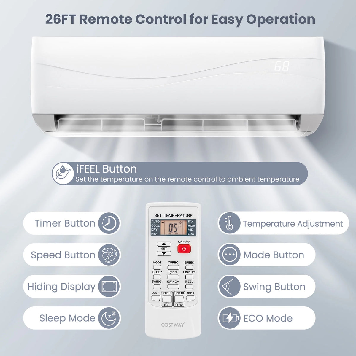 12000 BTU Mini Split Air Conditioner & Heater Ductless 17 SEER2 R2535