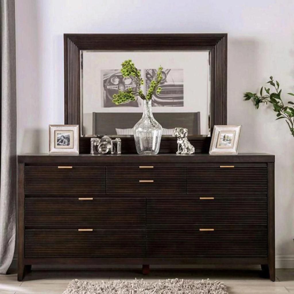Dark Walnut Solid Wood Eastern King Size 4pc Bedroom Set X6723