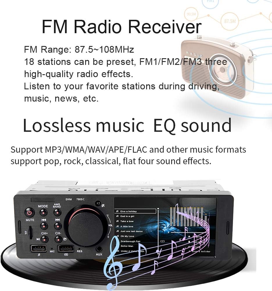 1 Din Car Radio 4.1 Inch Touch Screen Bluetooth Dual USB AUX SD Z247895