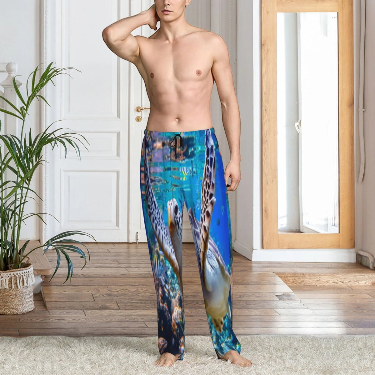 Men'S Pajama Pants Drawstring And Pockets B35471