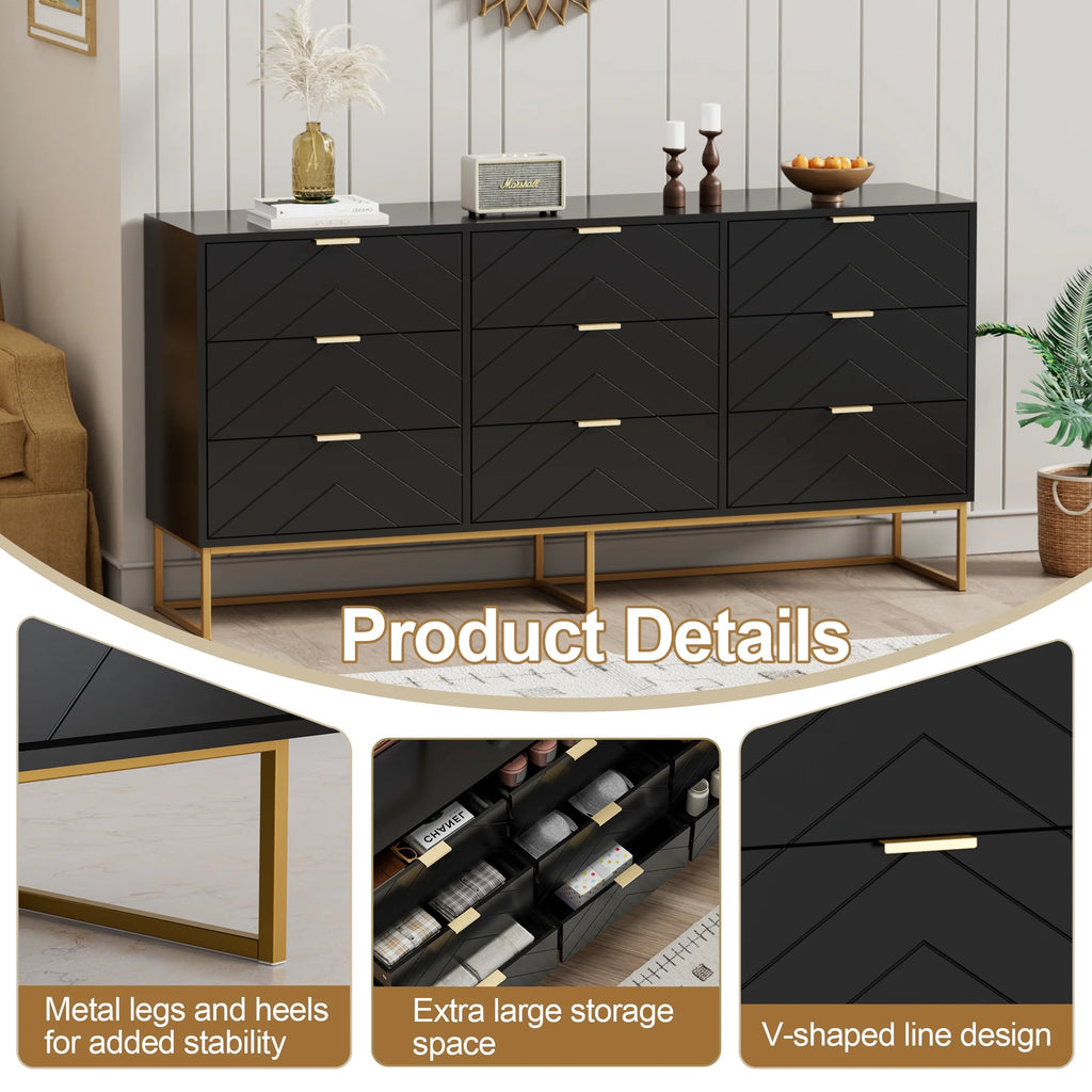 White 9 Drawer Wood Dresser A745899