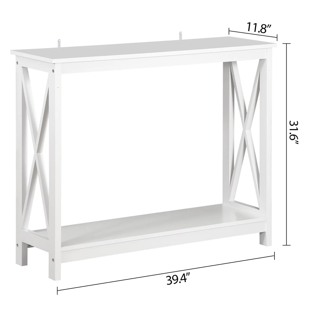 White 2-Tier MDF Console Table Z20097