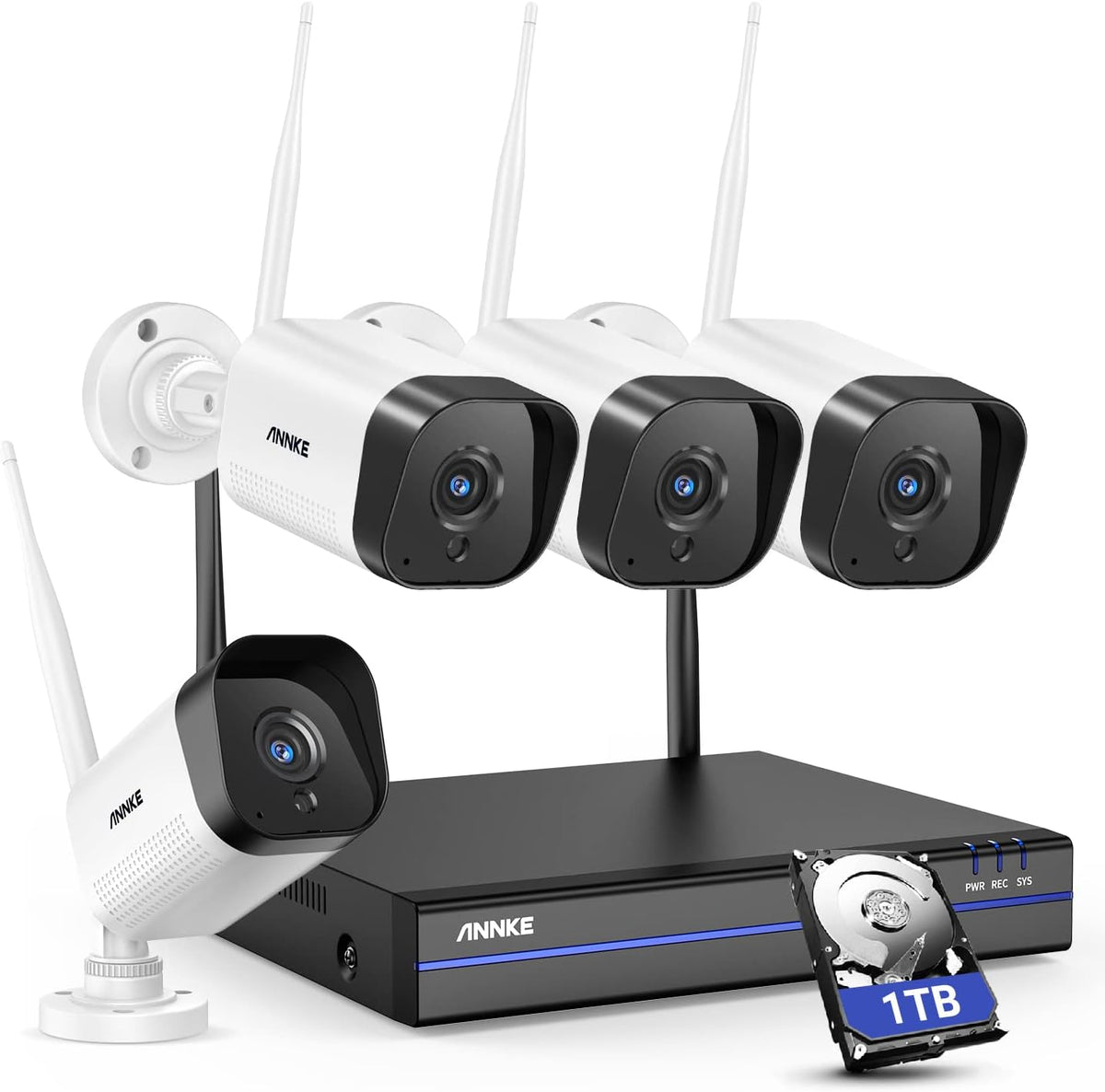 8CH Wireless Security Camera System with 1TB HDD and 4x 3MP Outdoor WiFi IP Cameras W428422