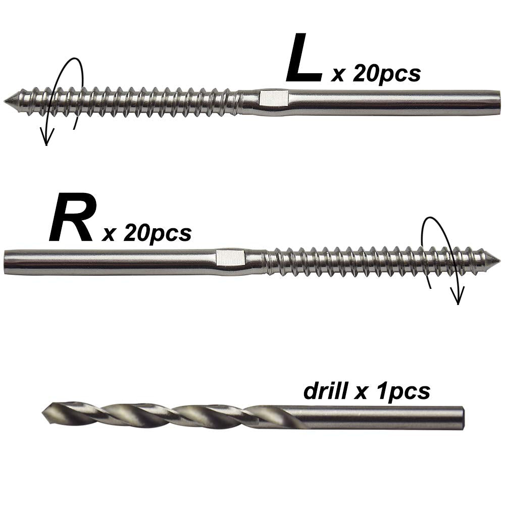 1/8 T316 Stainless Steel Cable Railing Hardware Pack of 2 E70688