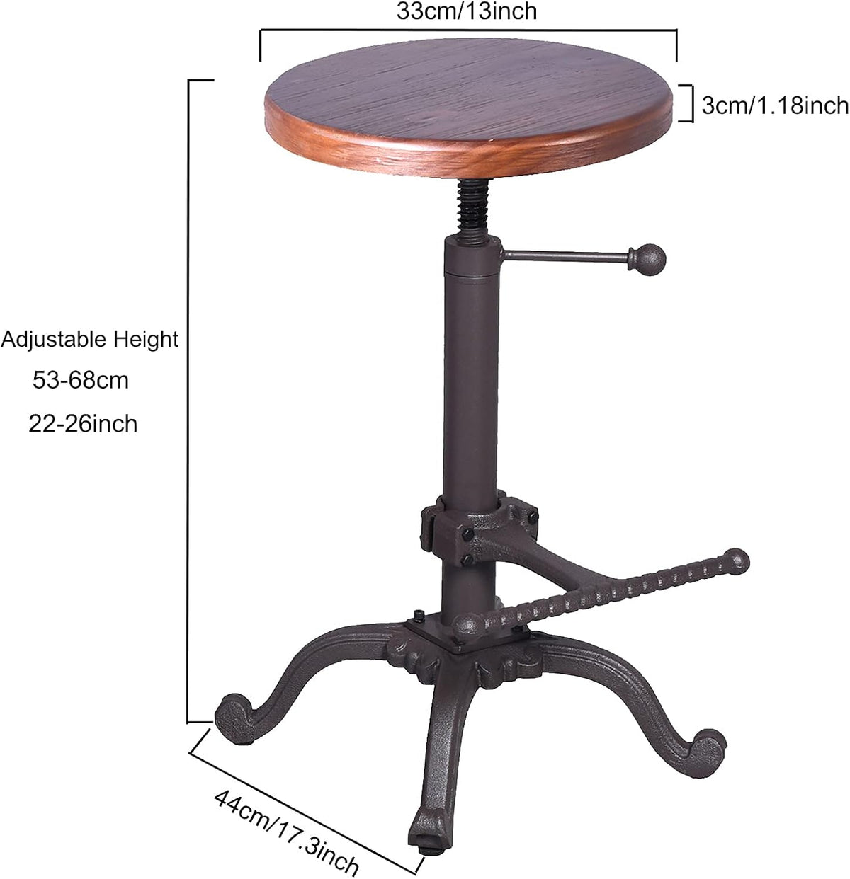Rustic Swivel Adjustable 22-26 Bar Stool U2245