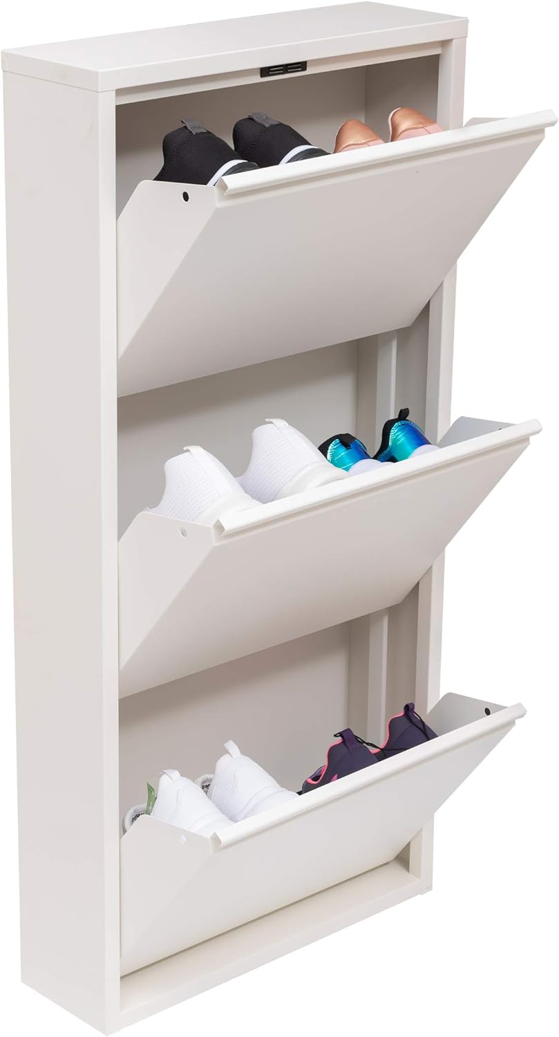 White 3 Tier Shoe Cabinet X565