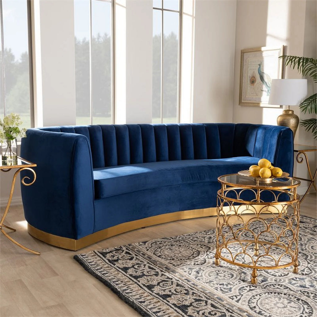 Mid-Century Velvet Upholstered Sofa O6243