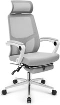 Grey Ergonomic High Back Mesh Office Chair with Footrest X5687
