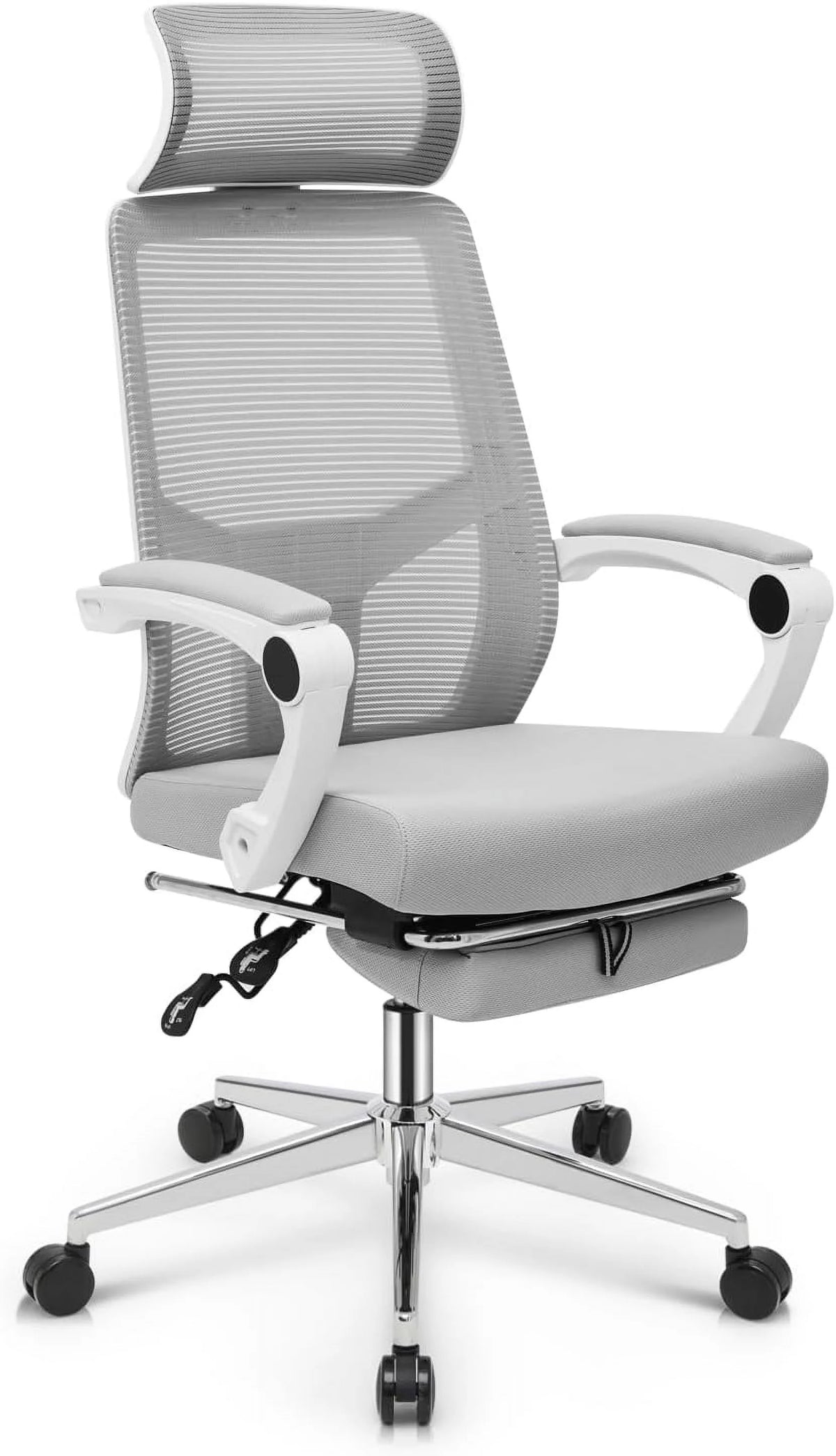 Grey Ergonomic High Back Mesh Office Chair with Footrest X5687
