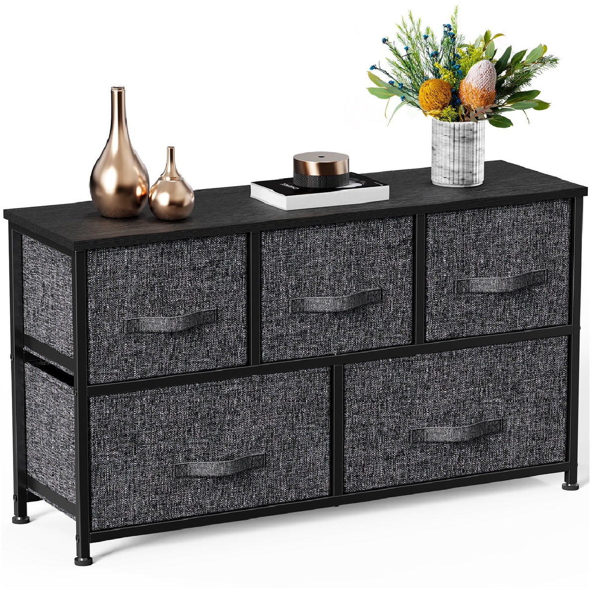 Fabric 5 Drawer Dresser Storage Tower B600231