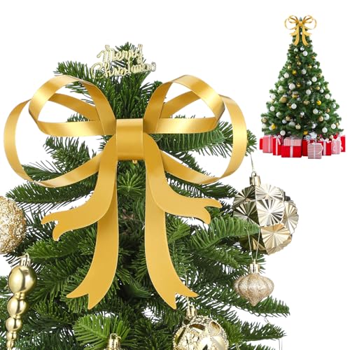 Large Christmas Metal Bow Tree Topper with Clip I2919