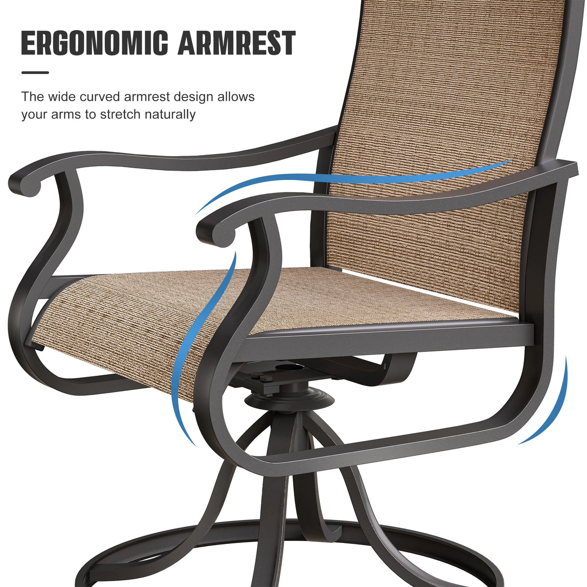 Khaki Swivel Outdoor Chairs Set of 2 Textilene J545