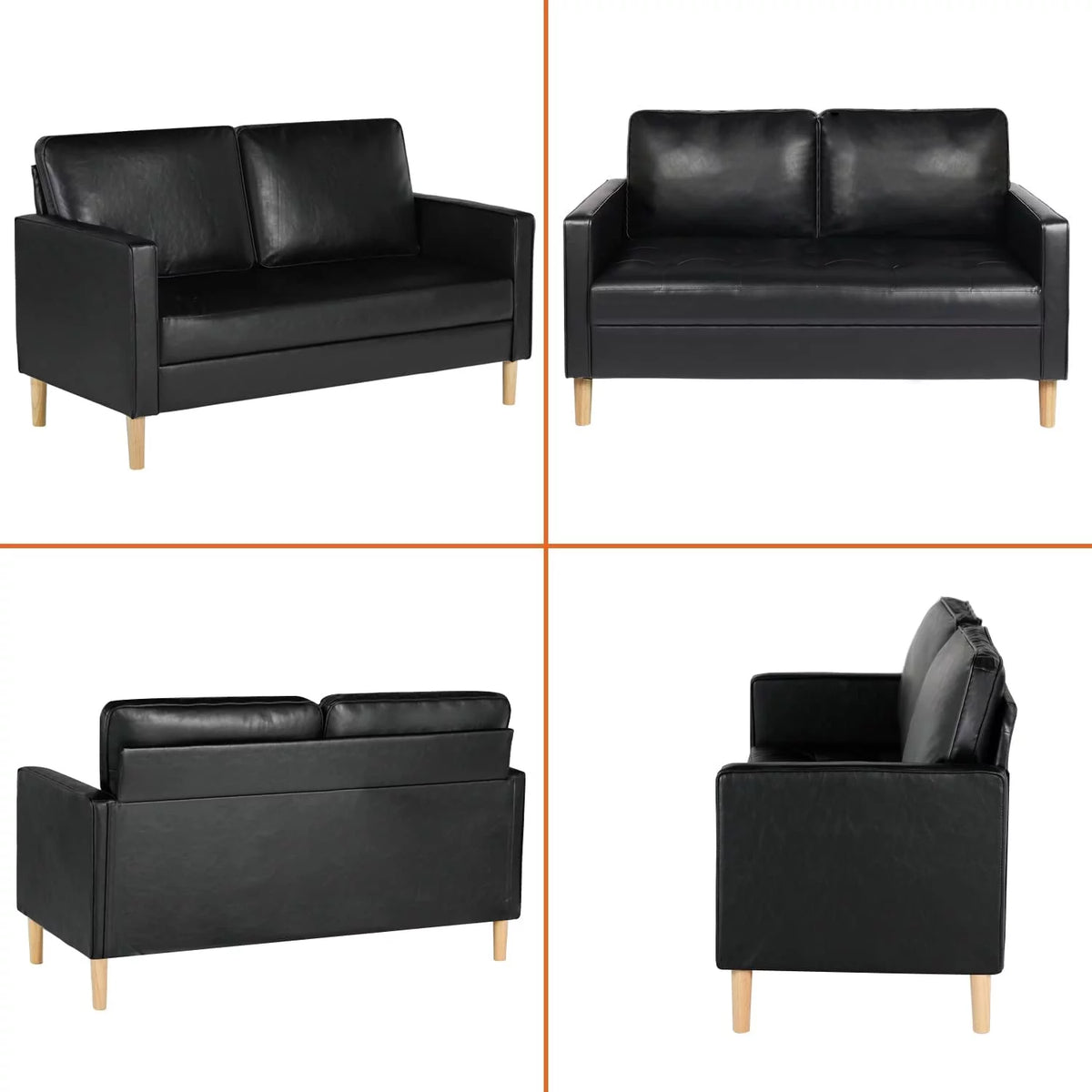 Mid-Century Faux Leather Loveseat Sofa O20020