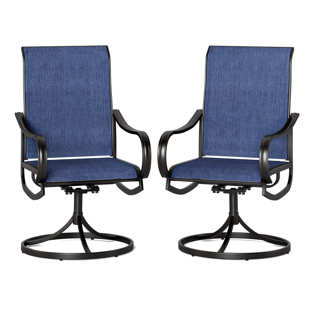 Patio Swivel Dining Chairs Set of 2 Black Steel Frame G9170