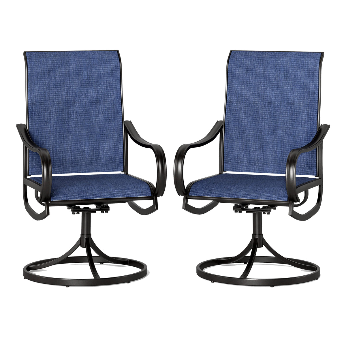 Patio Swivel Dining Chairs Set of 2 Black Steel Frame G9170