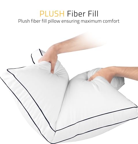 King Size White Set of 2 Gusseted Bed Pillows J486631