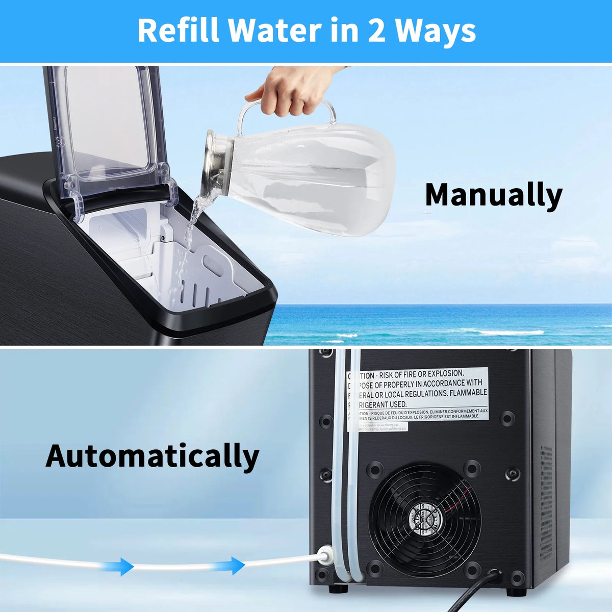 30Lbs Per Day Self-Cleaning Stainless Steel Countertop Ice Maker G739545