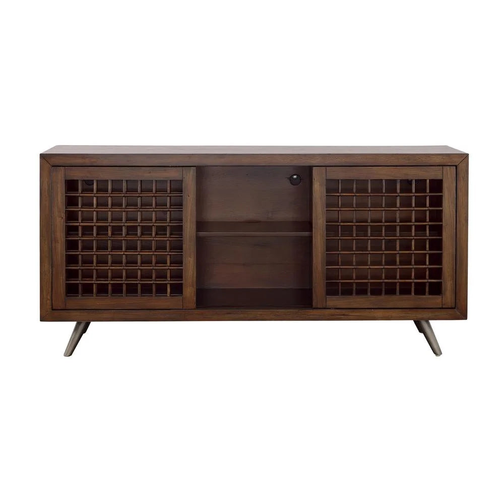 Brown Wood Credenza with Sliding Doors F2197