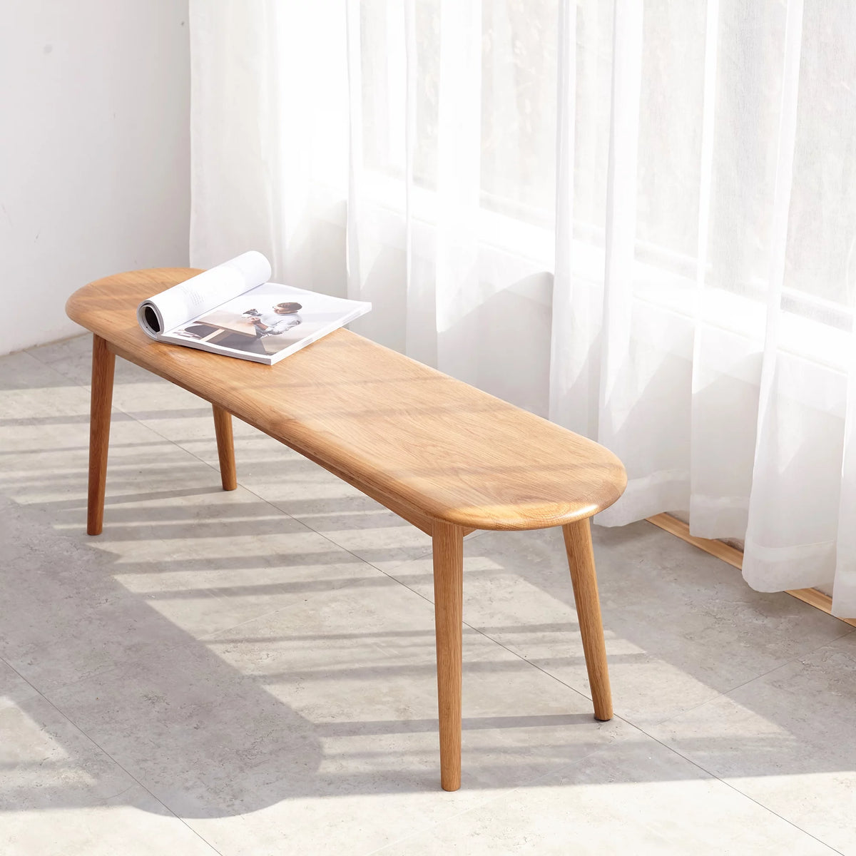 Curved Oak Dining Bench X98500