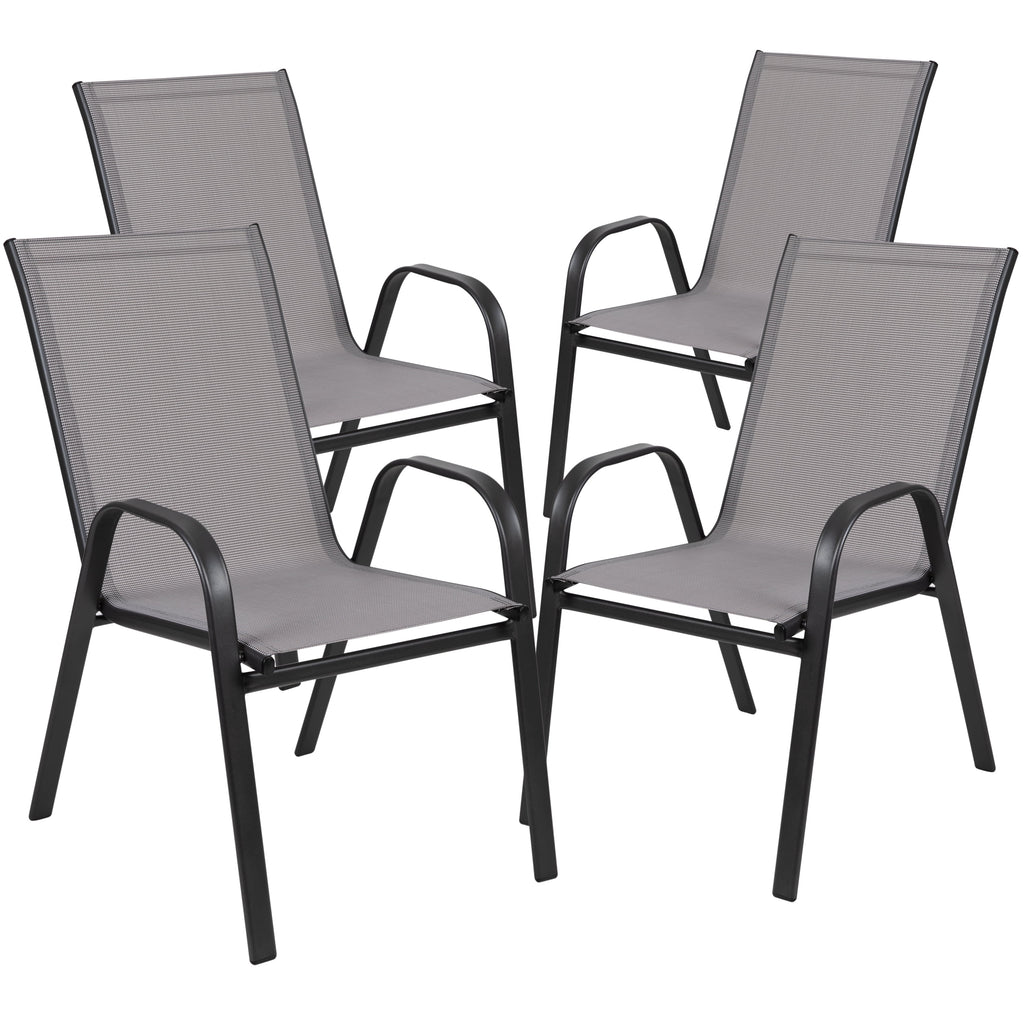 5-Piece Steel Glass Patio Table and Chair Set M53693