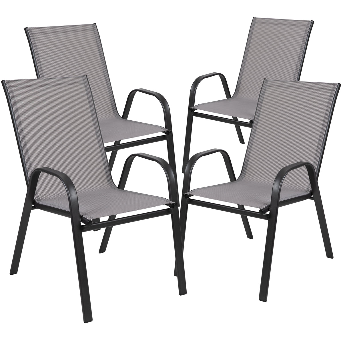 5-Piece Steel Glass Patio Table and Chair Set M53693