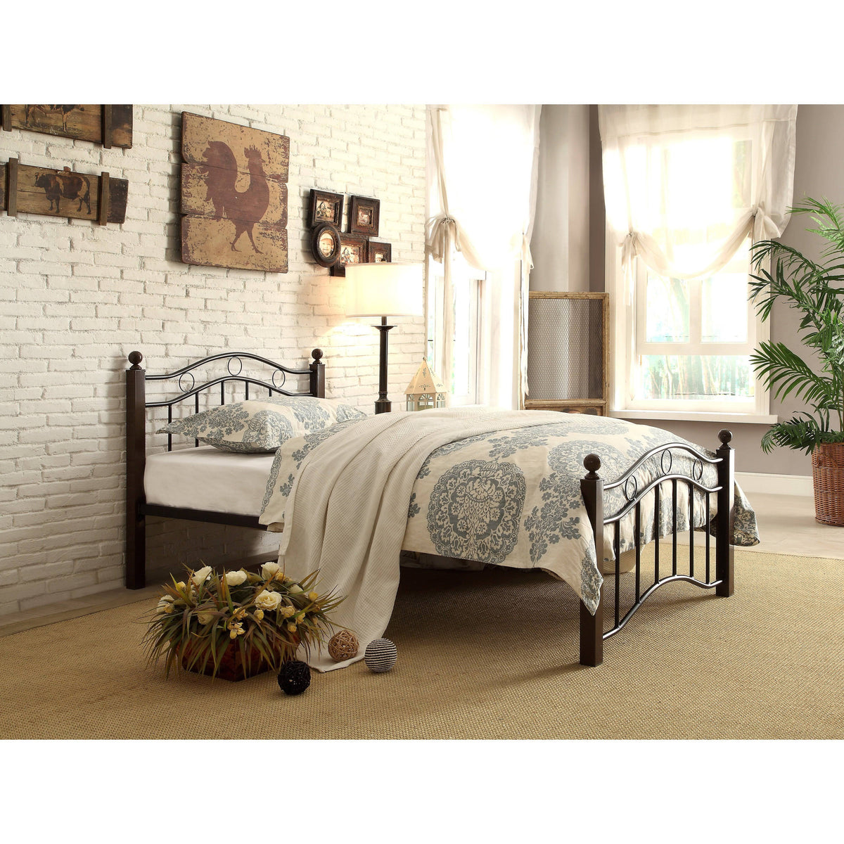 Black Twin Metal Platform Bed C352921