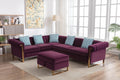 Purple Velvet 6-Seater Sectional Sofa with Storage Ottoman R7833