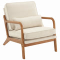 Beige Upholstered Wood Frame Accent Chair with Lumbar Pillow N524