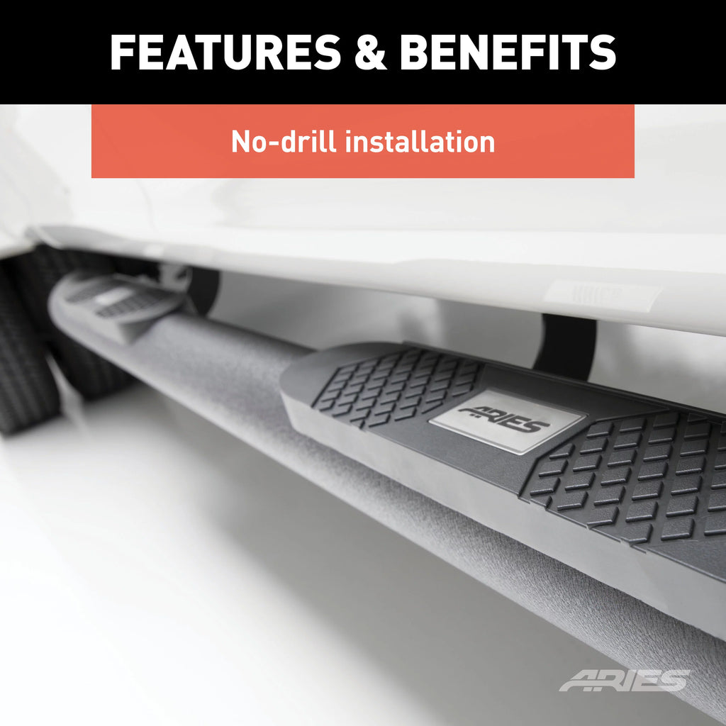 Black 4-Inch Round Aluminum Nerf Bars V67166